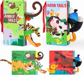 URMYWO Baby Books Toys, Touch and Feel Crinkle Cloth Book for Infant Baby 0-3-6-12-18 Months, Early Development Interactive Stroller Soft Toys, Shower Gifts for Boys Girls