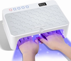 UV LED Nail Lamp, Rechargeable UV Nail Lamp, Luxury Gel Lamp, Curing Lamp for Gel Polish Dryer, Two Hand with Special Red Light Skincare, 4 2 Timer, Perfect for Manicure & Pedicure