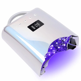 UV Nail Lamp, 78W Cordless LED Nail Dryer for Gel Polish with 4 Timer Settings & LCD Display, Fast Nail Light Curing Lamp for Salon (Metallic Silver)