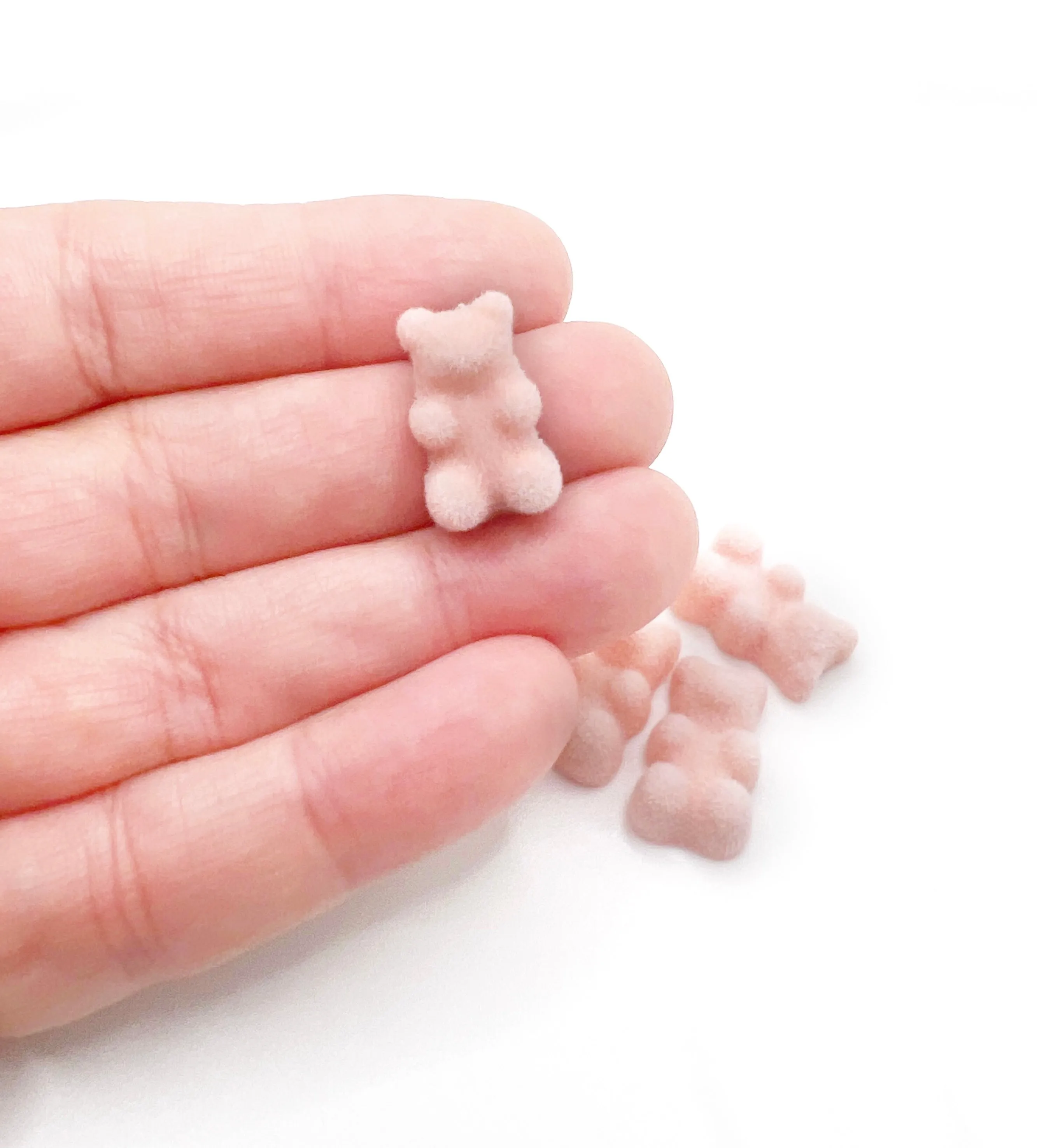 Velvet Mini Teddy Bear Embellishments - 5pcs