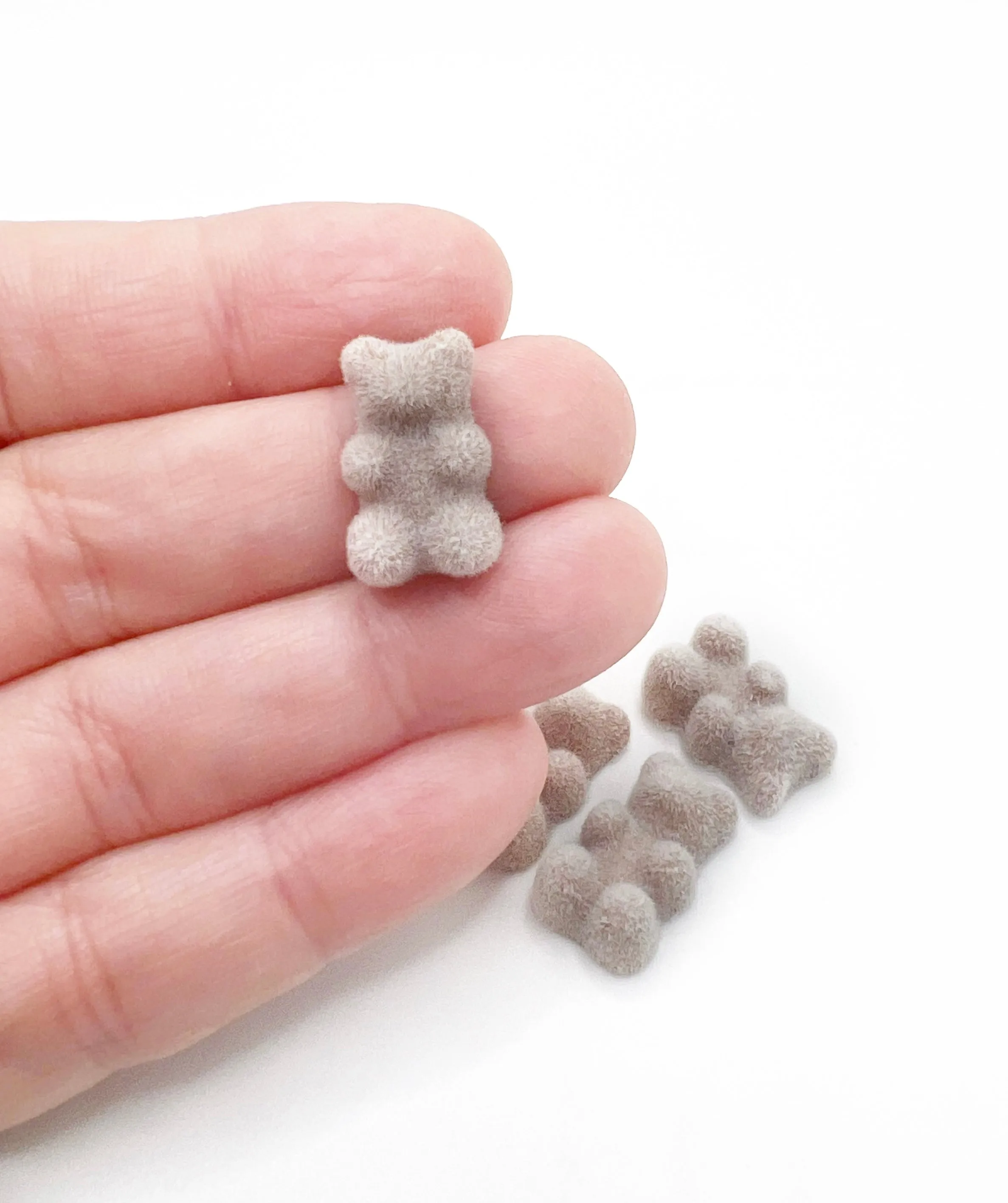Velvet Mini Teddy Bear Embellishments - 5pcs