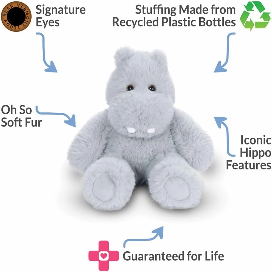 Vermont Teddy Bear Hippo Stuffed Animal - Soft Hippo Plush from, 18" Stuffed Hippo for Kids