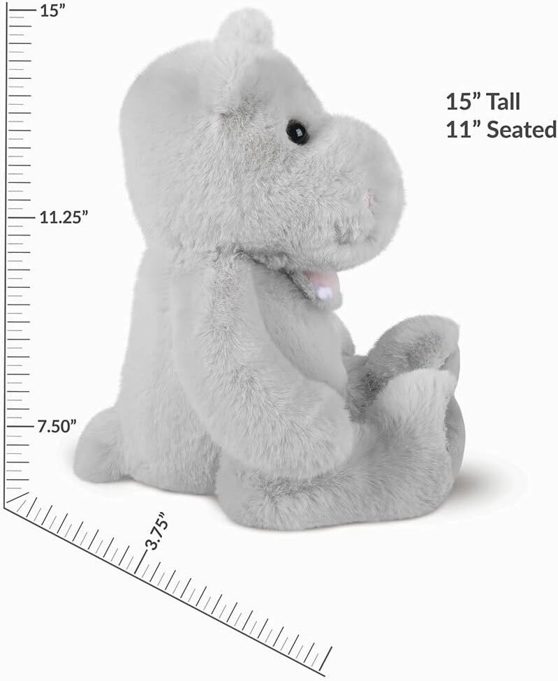 Vermont Teddy Bear Hippo Stuffed Animals - Hippo Plush, Gray, 15"
