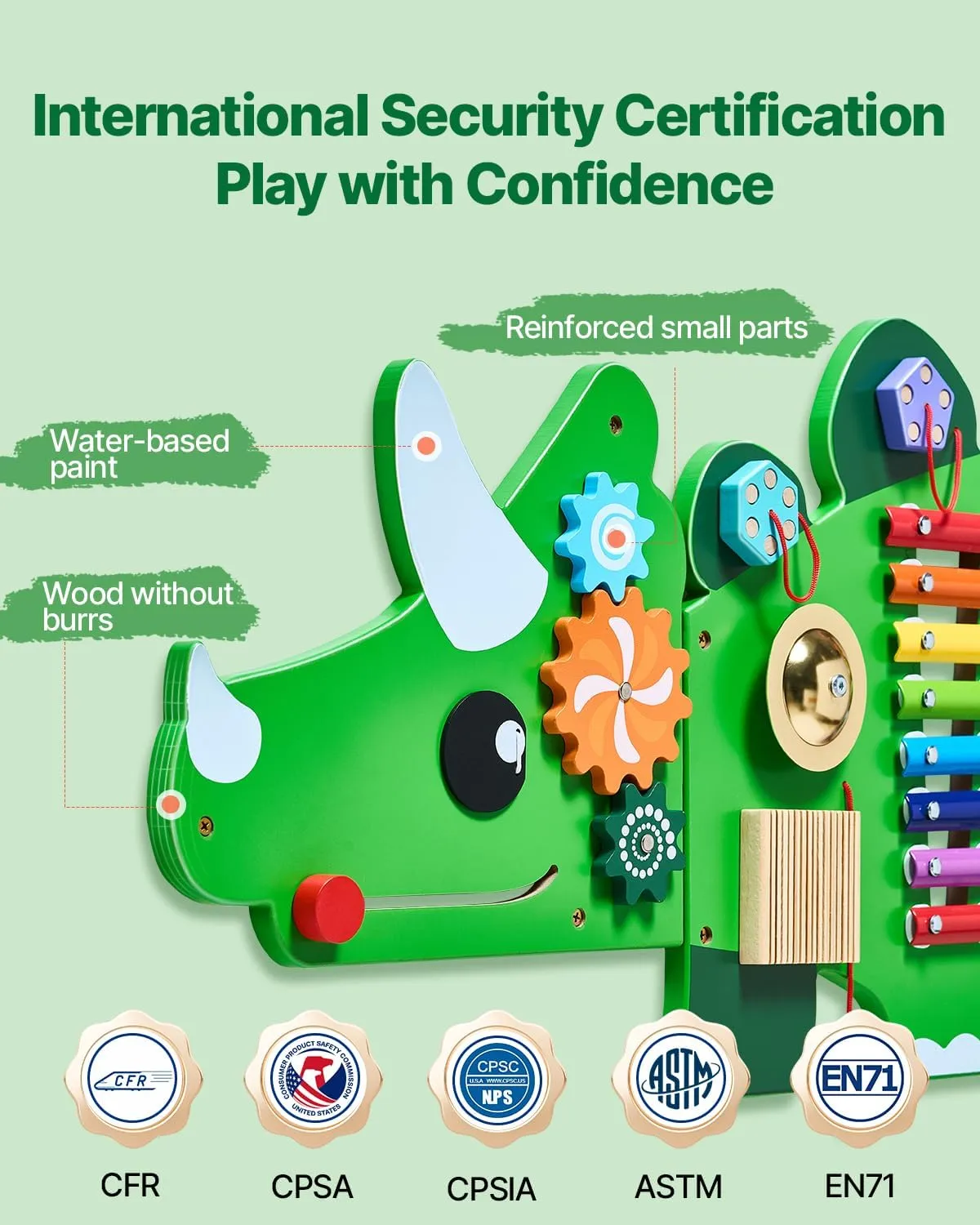 VEVOR Dinosaur Activity Busy Board Wall, 11 Wall Activities Board, Montessori Sensory Wall Panel for Kids 3-12 Years, Sensory Wall Activity Board, Ideal for Toddler Playroom Nursery Classroom
