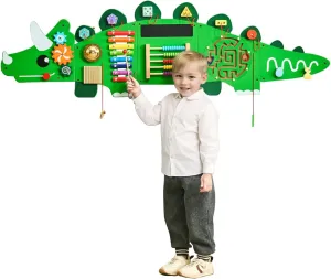 VEVOR Dinosaur Activity Busy Board Wall, 11 Wall Activities Board, Montessori Sensory Wall Panel for Kids 3-12 Years, Sensory Wall Activity Board, Ideal for Toddler Playroom Nursery Classroom