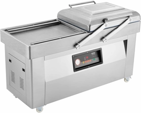 VEVOR Vacuum Sealer, 100kPa Powerful Vacuum Sealing Machine, One-Touch Design, Quiet Chamber Sealer, Meat Packing Machine with 4 Sealing Strips & 60 Vacuum Bags, for Dry & Wet Food Preservation