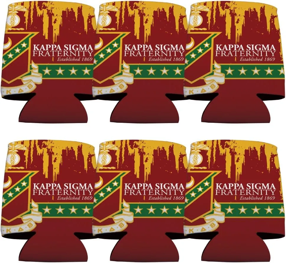 VictoryStore Can and Beverage Coolers - Kappa Sigma, Grunge Design, Set of 6