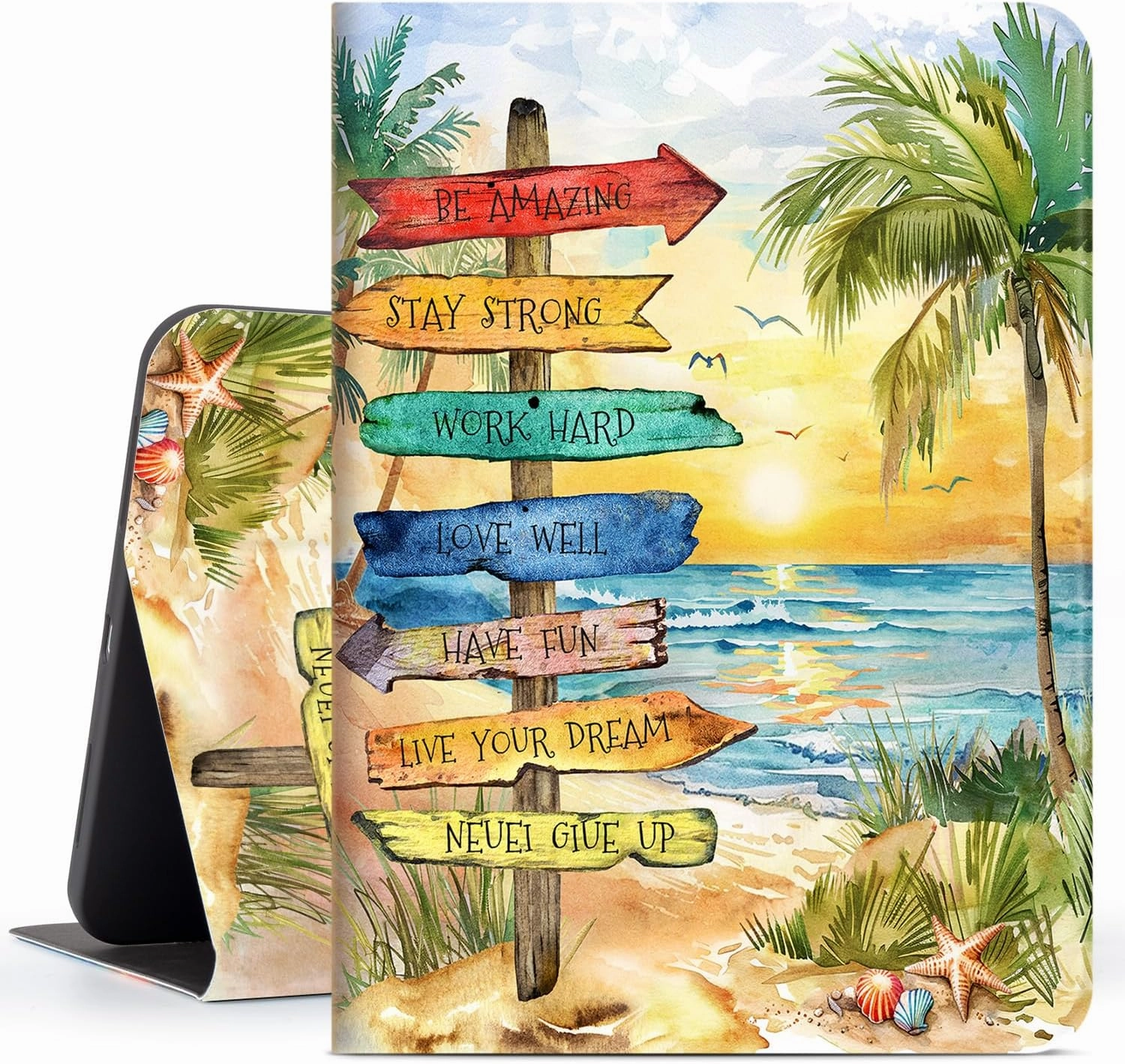 Vimorco for iPad 10th/ (A16) 11th Generation Case Beach Road Sign, for iPad Case 11th/10th Generation Support Touch ID, for iPadCover 11th/10th Gen Adjustable Angle, Auto Wake/Sleep, Seaside View