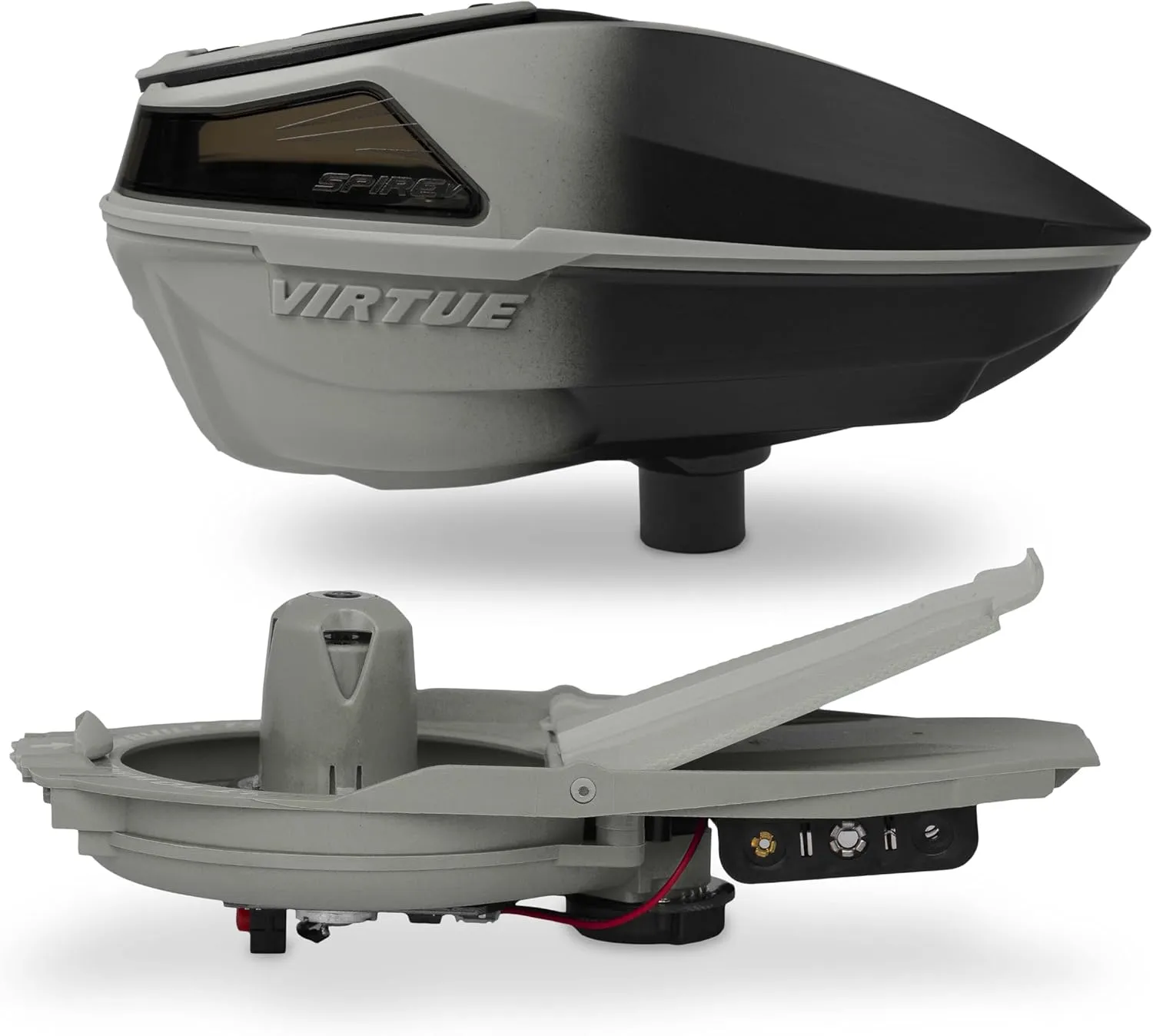 VIRTUE Spire V - Spire 5 - Paintball Loader - Paintball Hopper – 230 Round Capacity - CrownSF III Speed Feed & Rain Lid - Black to Color Fades