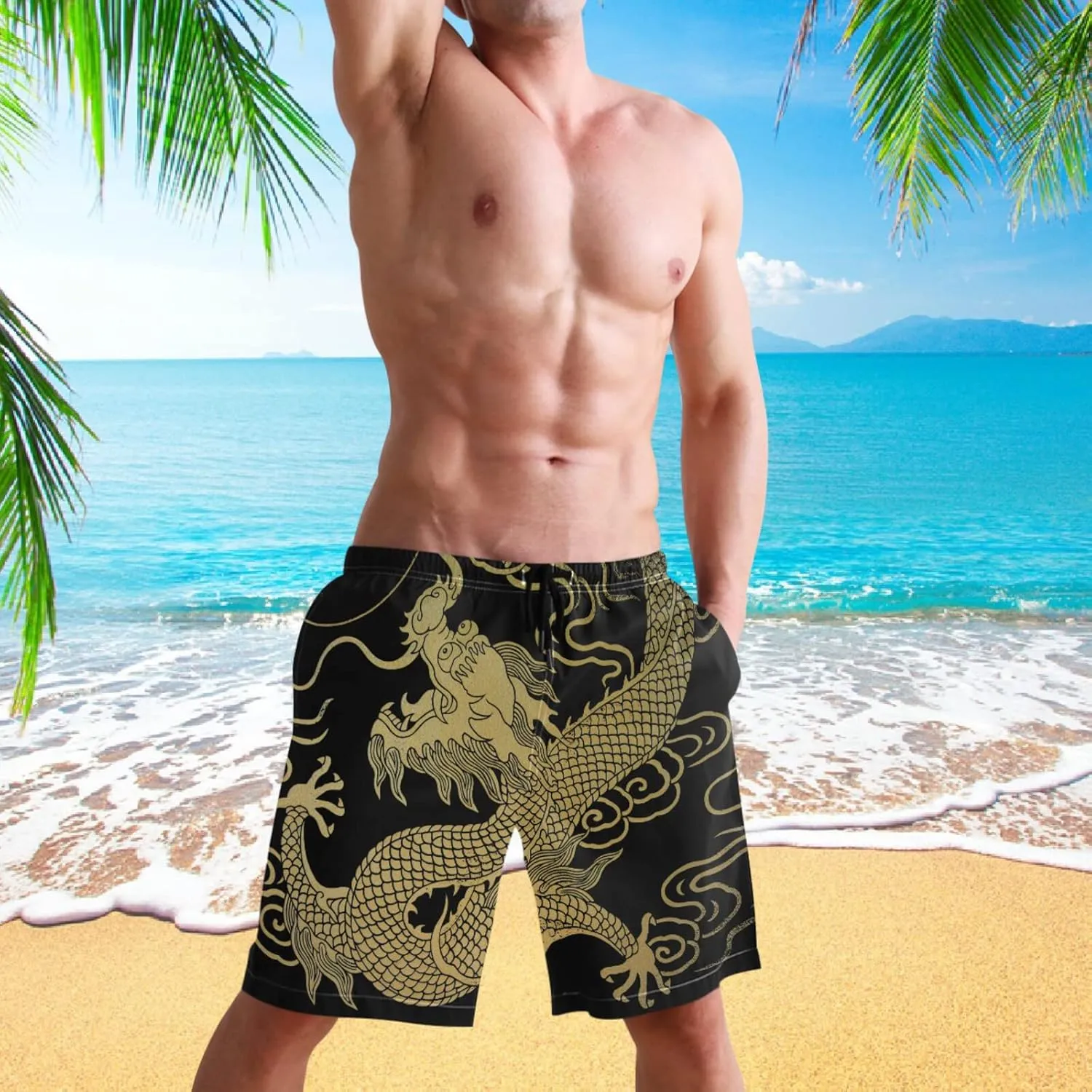 visesunny Fashion Men's Novelty Swim Trunks Quick Dry Swimwear Summer Beach Sports Board Shorts Floral Bathing Suit