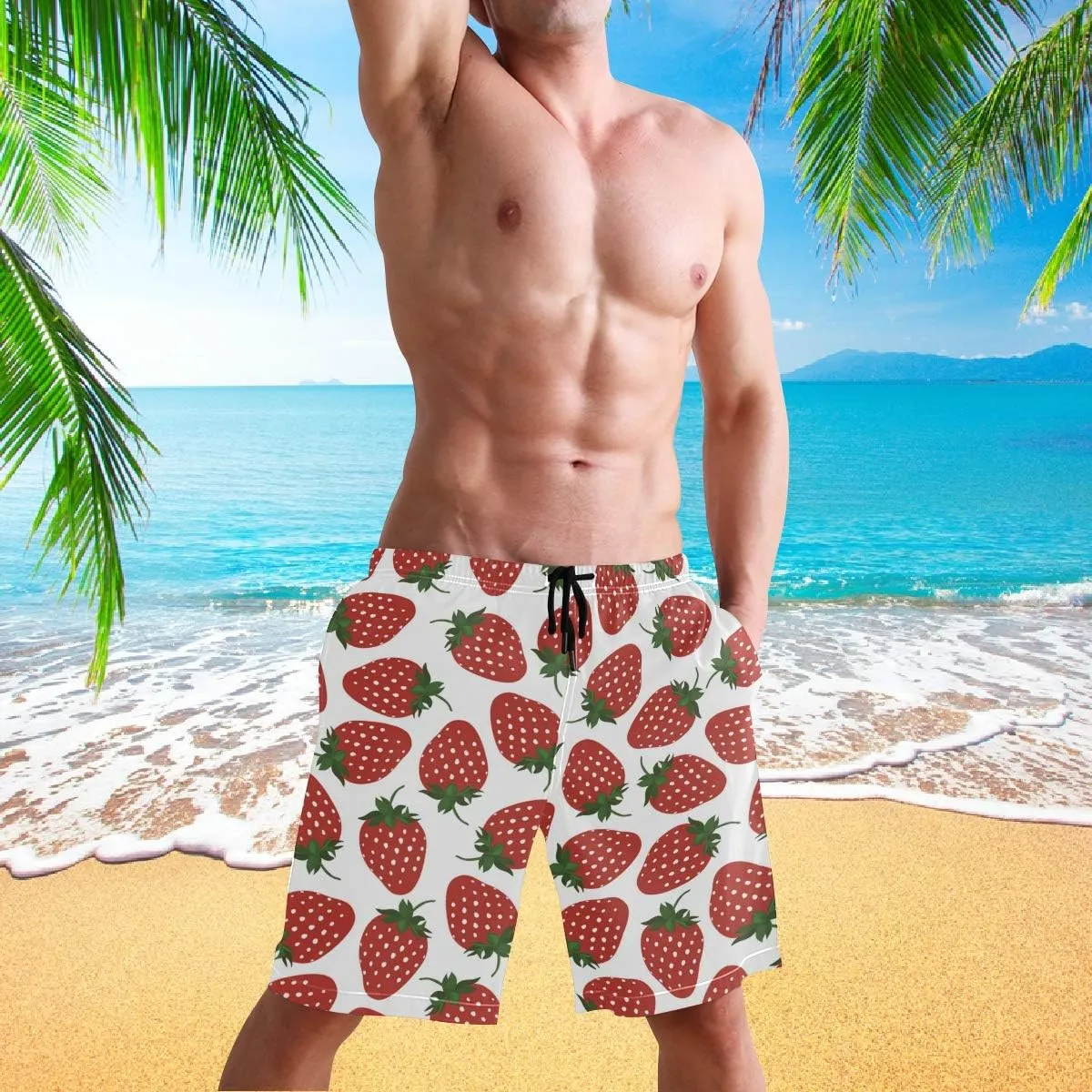 visesunny Mens Funny Swim Trunks Quick Dry Beachwear Sports Running Swim Board Shorts Mesh Lining