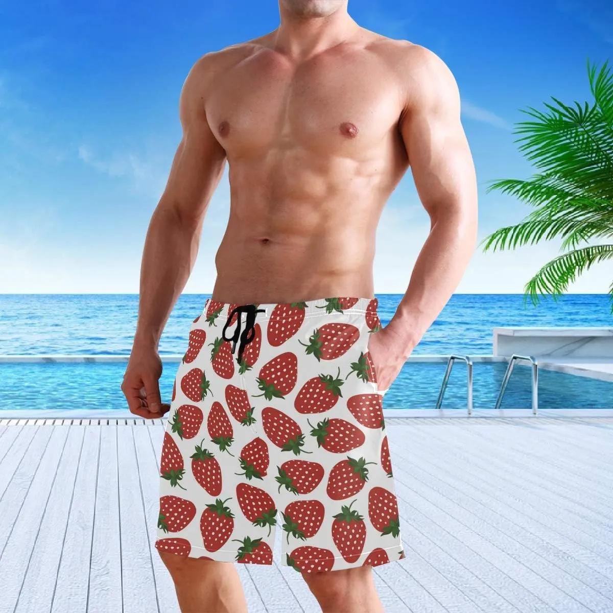 visesunny Mens Funny Swim Trunks Quick Dry Beachwear Sports Running Swim Board Shorts Mesh Lining