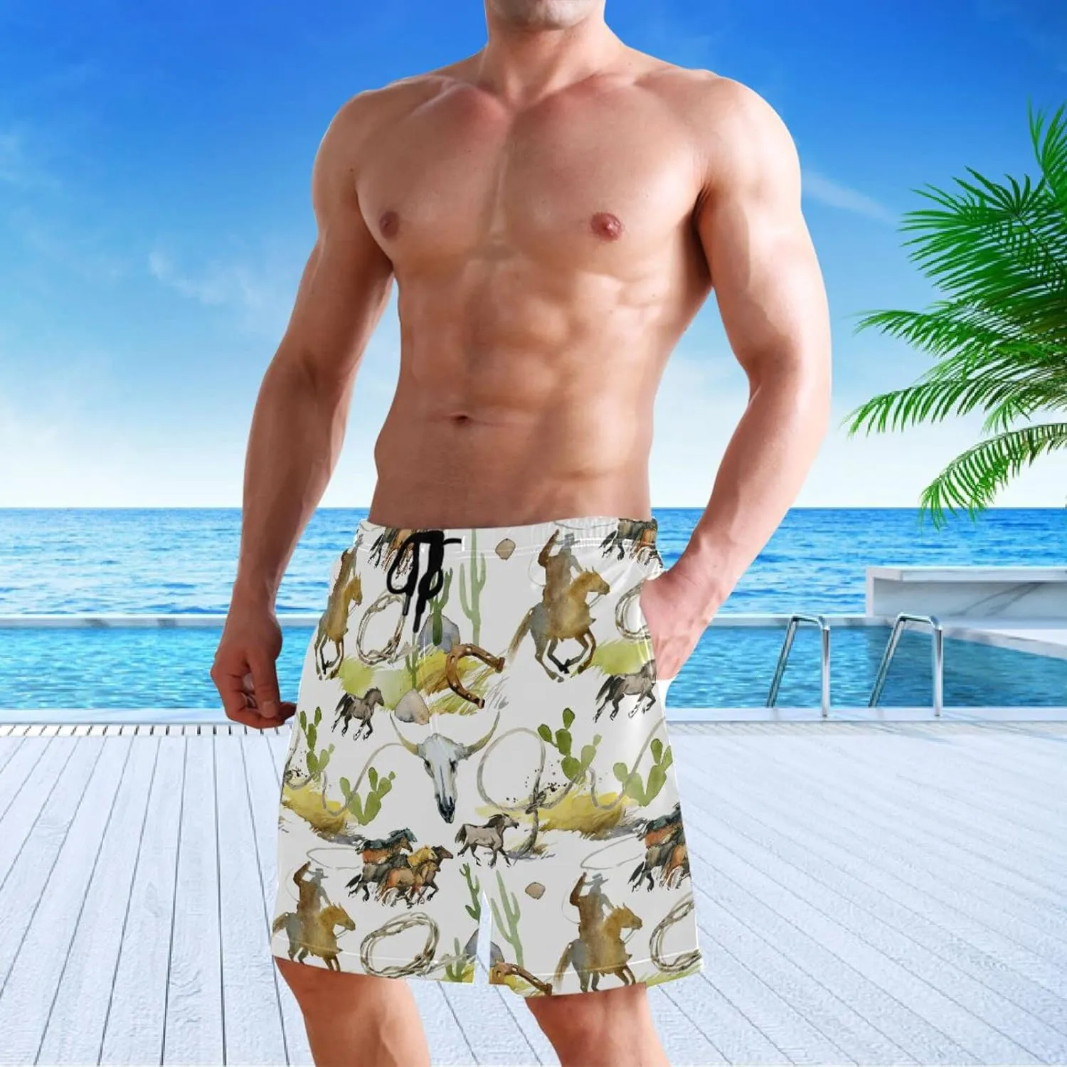 visesunny Men's Novelty Beach Shorts Quick Dry Swimwear Sports Running Swim Board Shorts Bathing Suits