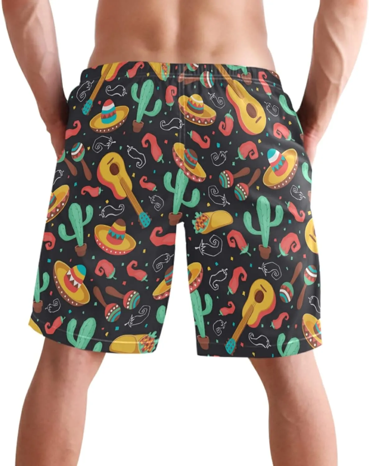 visesunny Men's Novelty Beach Shorts Quick Dry Swimwear Sports Running Swim Board Shorts