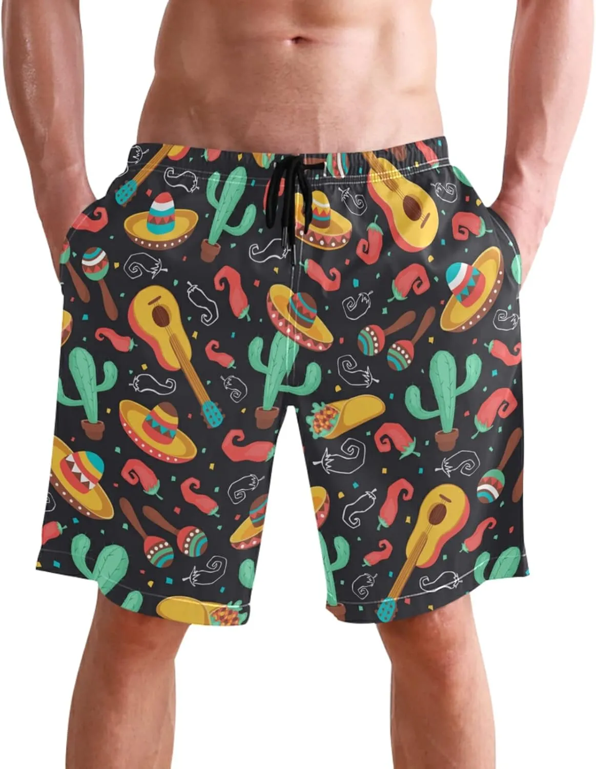 visesunny Men's Novelty Beach Shorts Quick Dry Swimwear Sports Running Swim Board Shorts