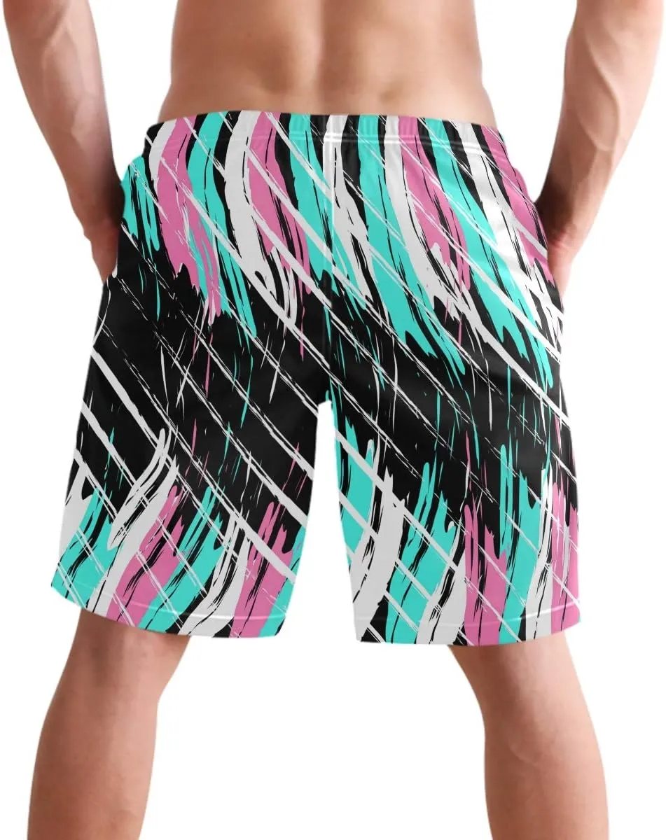 visesunny Stylish Mens Swim Trunks Quick Dry Beachwear Sports Running Swim Board Shorts Bathing Suits Mesh Lining