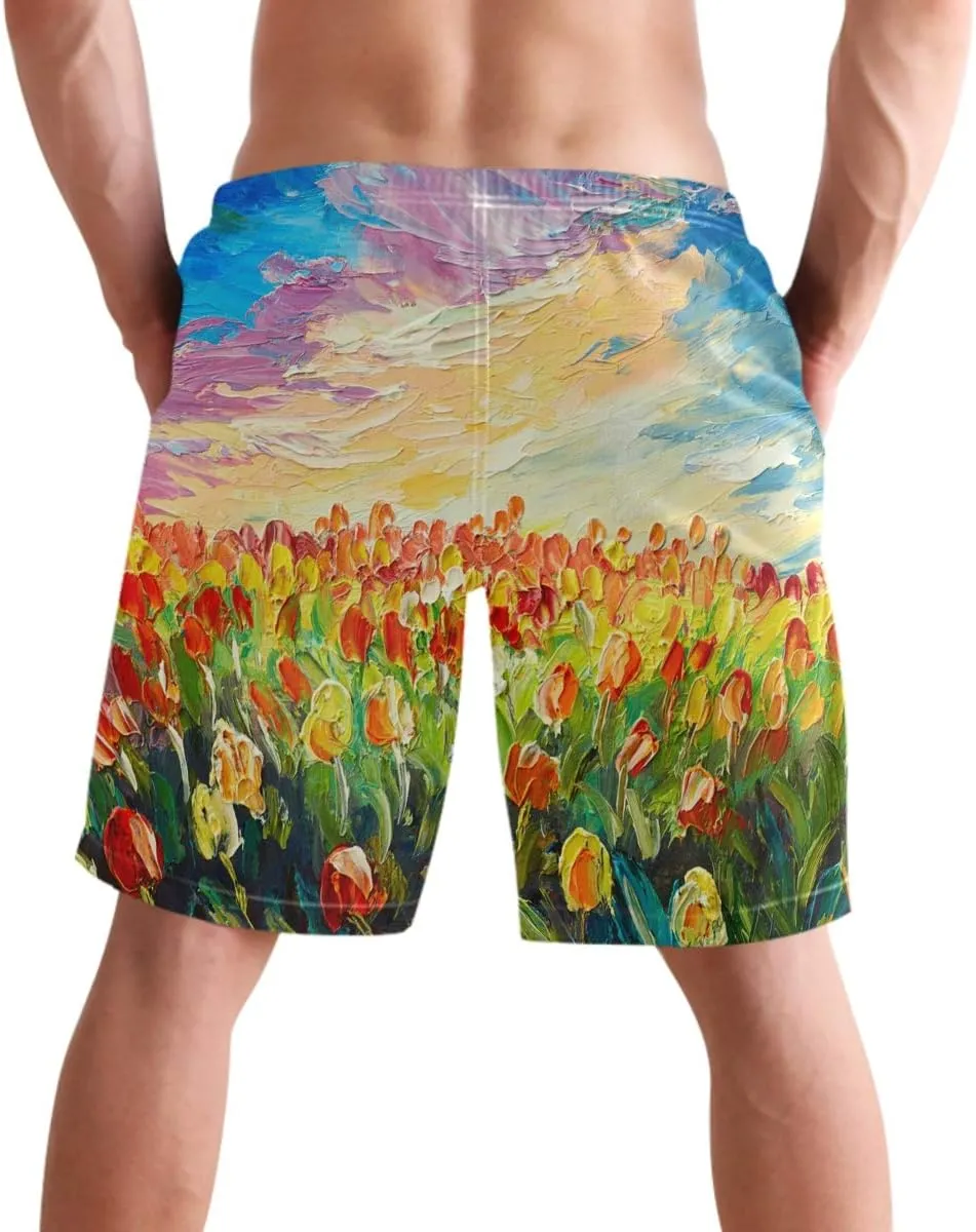 visesunny Stylish Mens Swim Trunks Quick Dry Beachwear Sports Running Swim Board Shorts Bathing Suits Mesh Lining