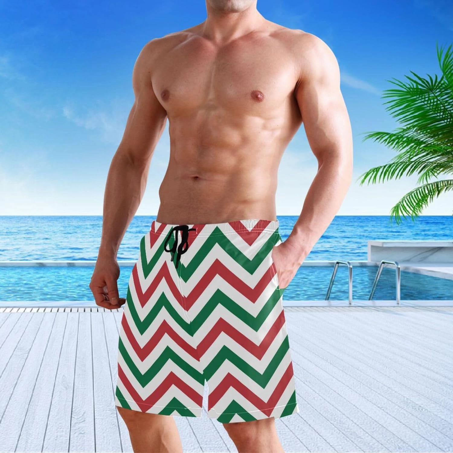visesunny Men's Novelty Beach Shorts Quick Dry Swimwear Sports Running Swim Board Shorts Bathing Suits