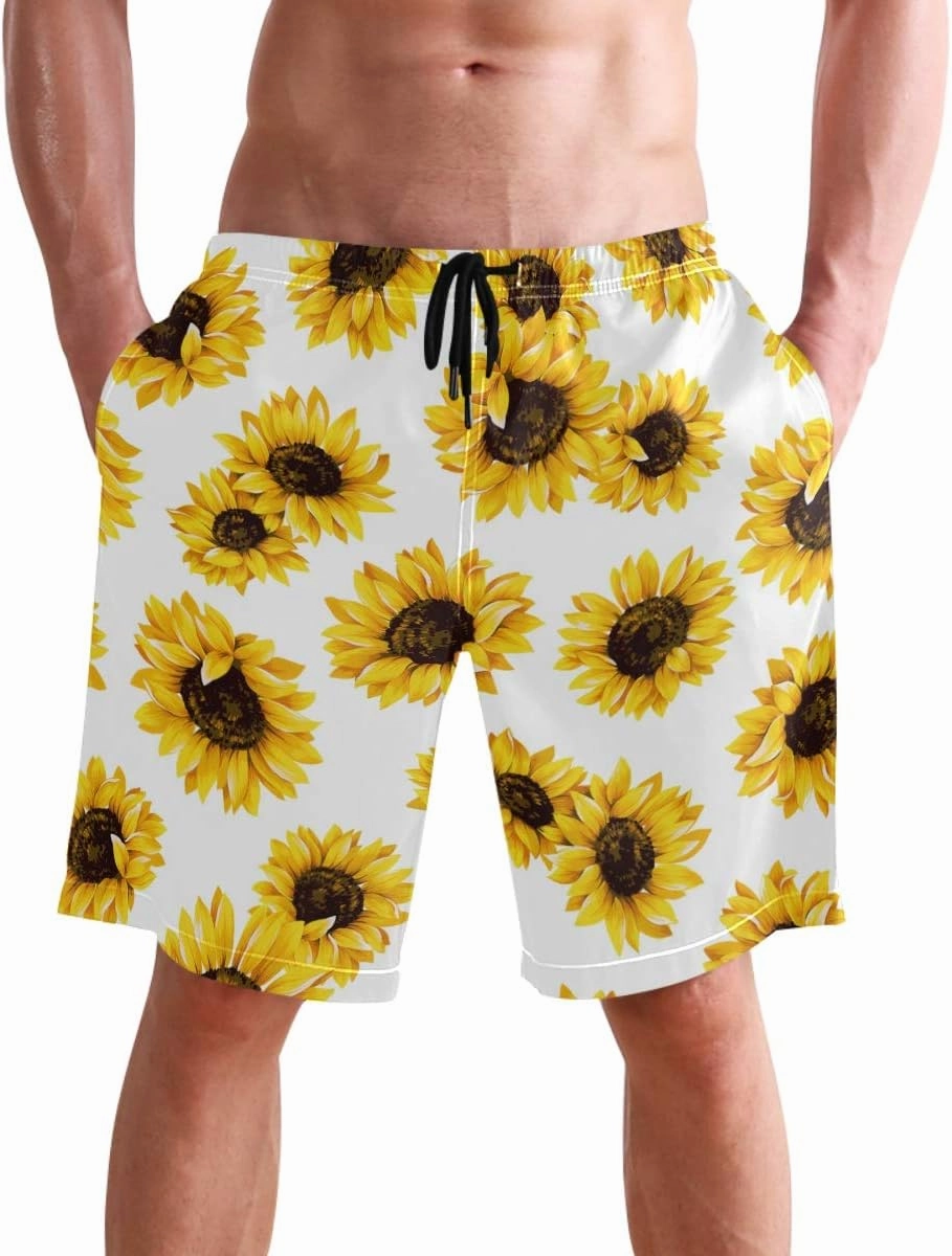 visesunny New Summer Men's Swim Trunks Quick Dry Bathing Suits Holiday Beach Short Casual Board Shorts