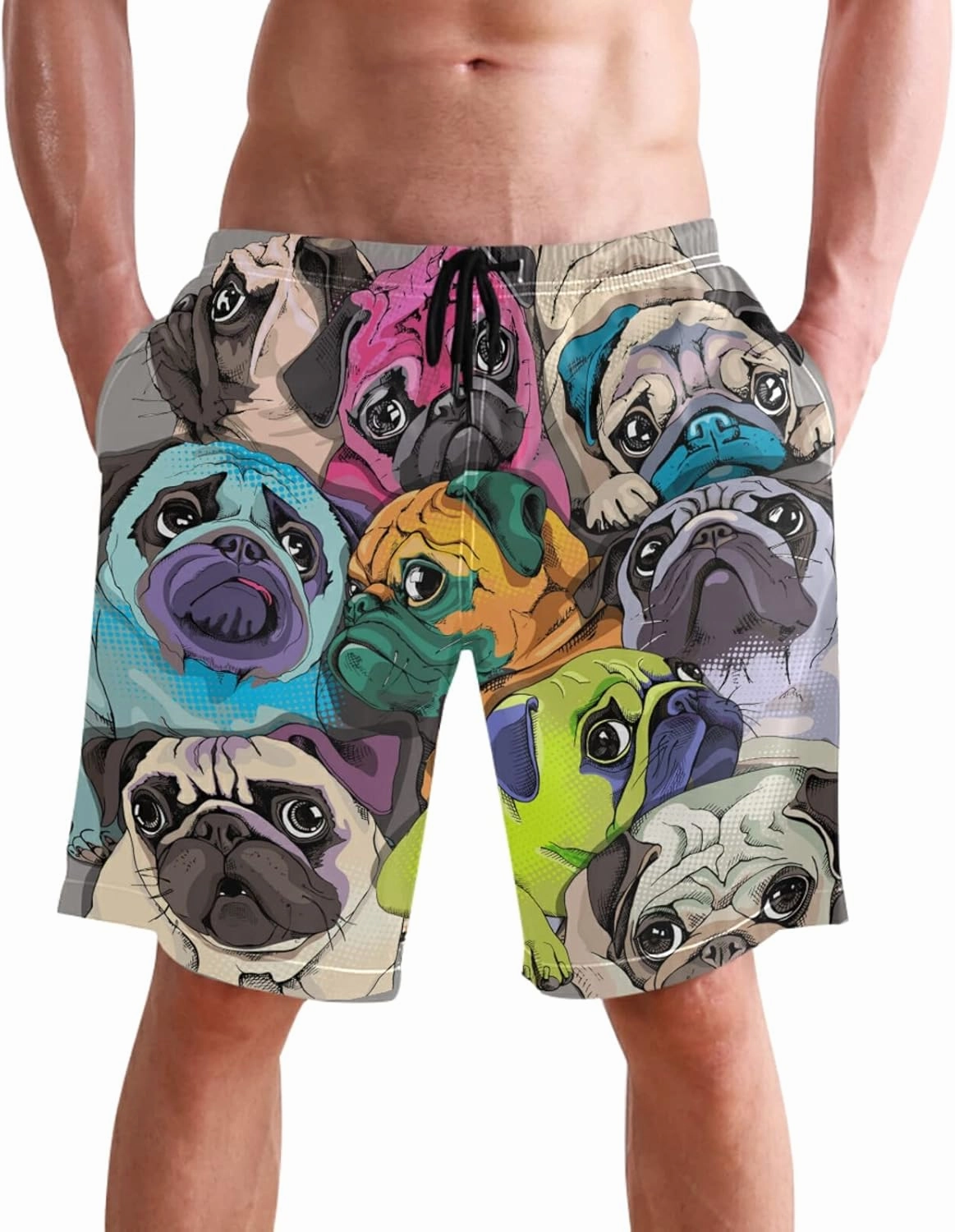 visesunny Stylish Mens Swim Trunks Quick Dry Beachwear Sports Running Swim Board Shorts Bathing Suits Mesh Lining
