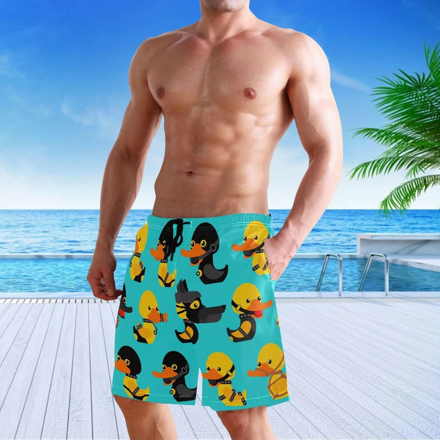 visesunny Stylish Mens Swim Trunks Quick Dry Beachwear Sports Running Swim Board Shorts Bathing Suits Mesh Lining