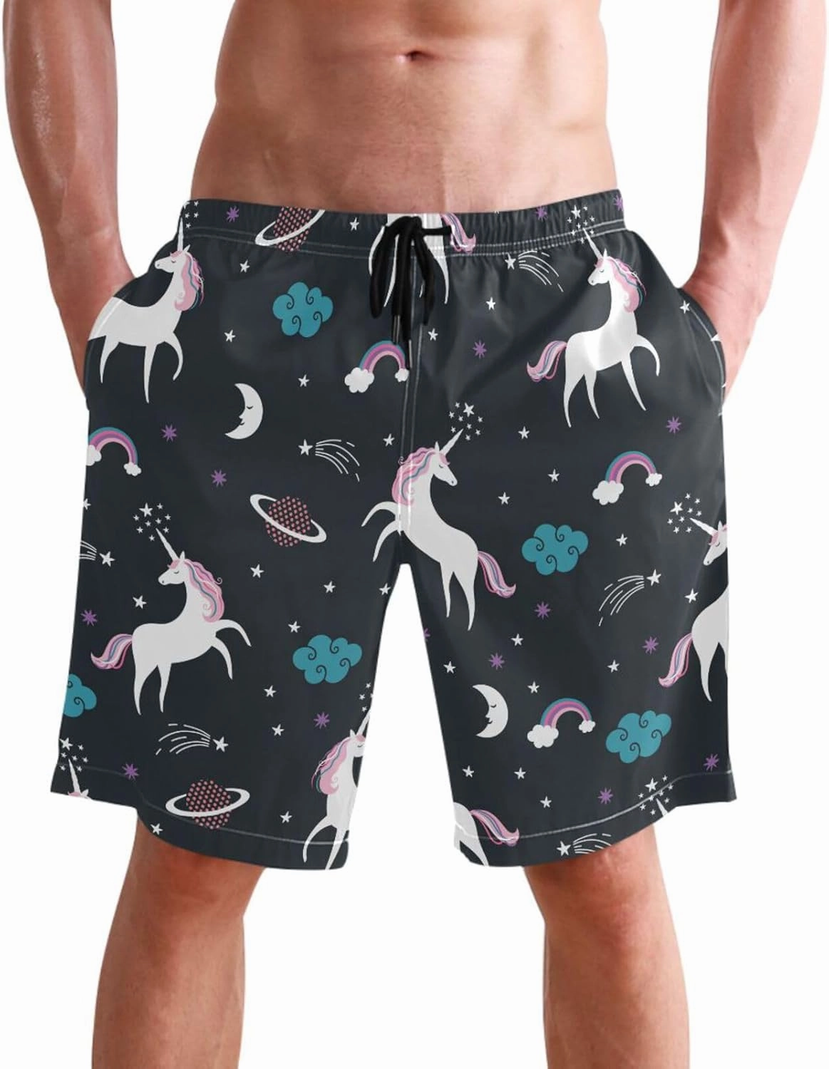 visesunny Stylish Mens Swim Trunks Quick Dry Beachwear Sports Swim Board Shorts Holiday Party Bathing Suits