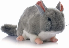 Vivid Chinchilla Stuffed Animals Toy with Fluffy Big Tail Realistic Lifelike Mouse Plush Doll Gift Mascot for Kids White