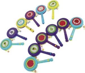 VOSAREA 12Pcs Colorful Cartoon Rattle Drum for Boy Girl Educational Sensory Playthings Creative Drums Random Fruit Patterns for Development