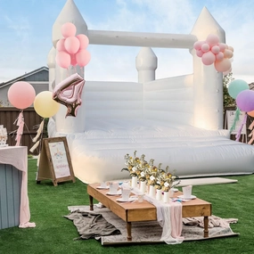 WARSUN Inflatable White Bounce House 13x12x10FT with Blower All PVC Bouncy House Castle with Large Jumping Area & D-Rings Decorate, Bounce House Castle for Wedding Birthday Party Photography Business