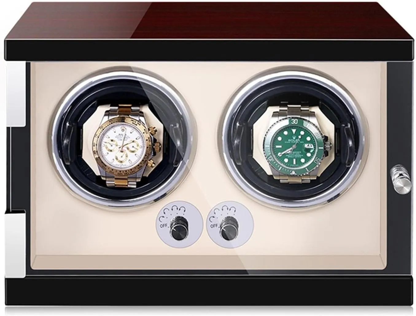 Watch Winder for Men's and Women's Automatic Watch with LED Lights Quiet Japanese Motor Watch Winder Box for 1/2/4/6 Watches Open and Shut Down Featured