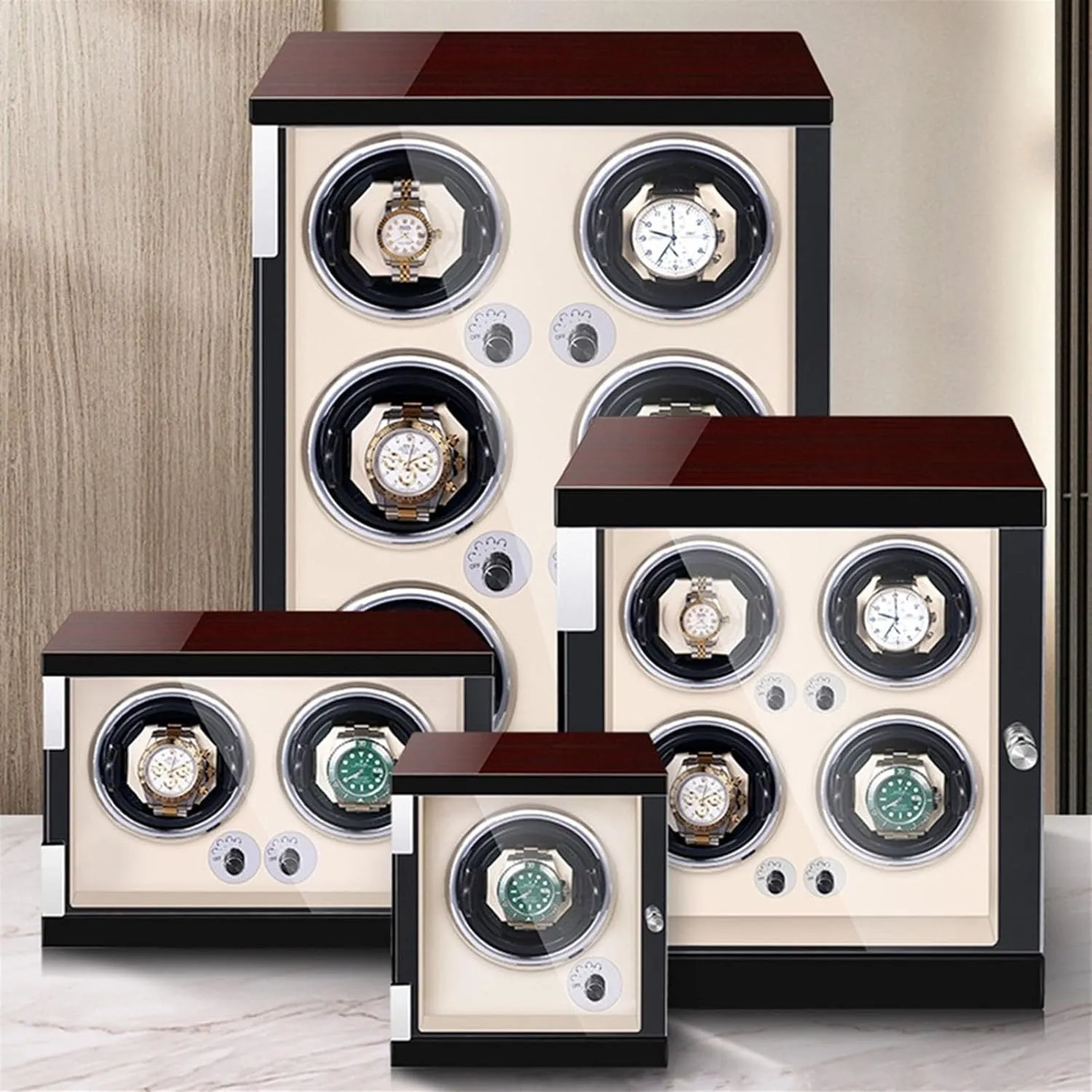 Watch Winder for Men's and Women's Automatic Watch with LED Lights Quiet Japanese Motor Watch Winder Box for 1/2/4/6 Watches Open and Shut Down Featured