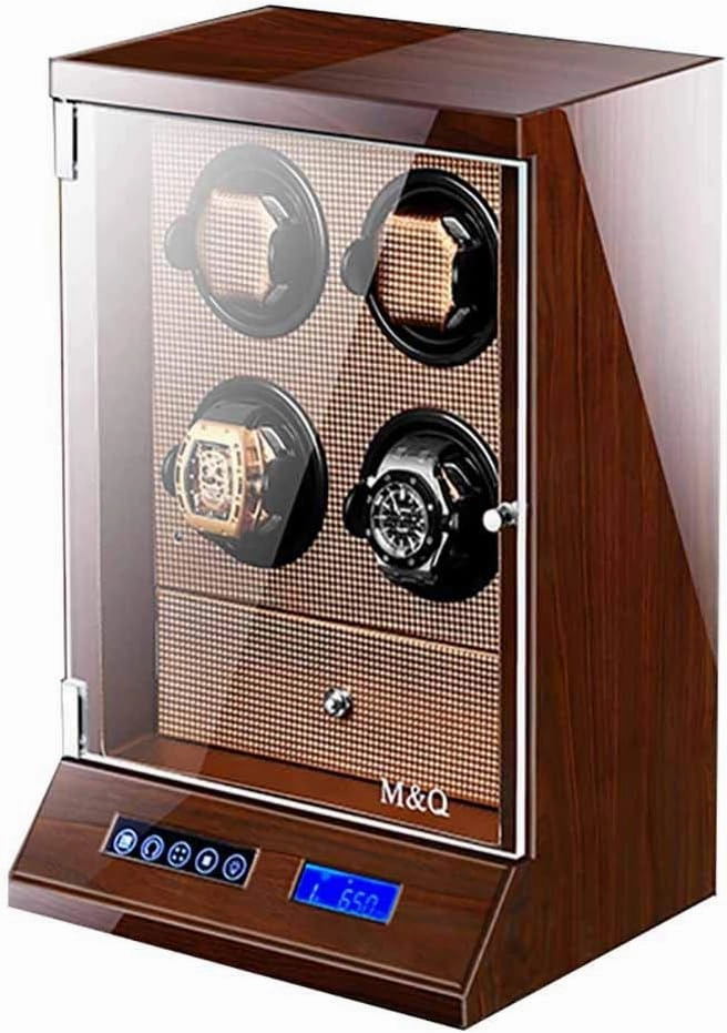 Watch Winder,for 4 Watches   with Drawer4 Storage Position Touch LCD Digital Display,Silent Operation Automatic Watch Shaker Box,