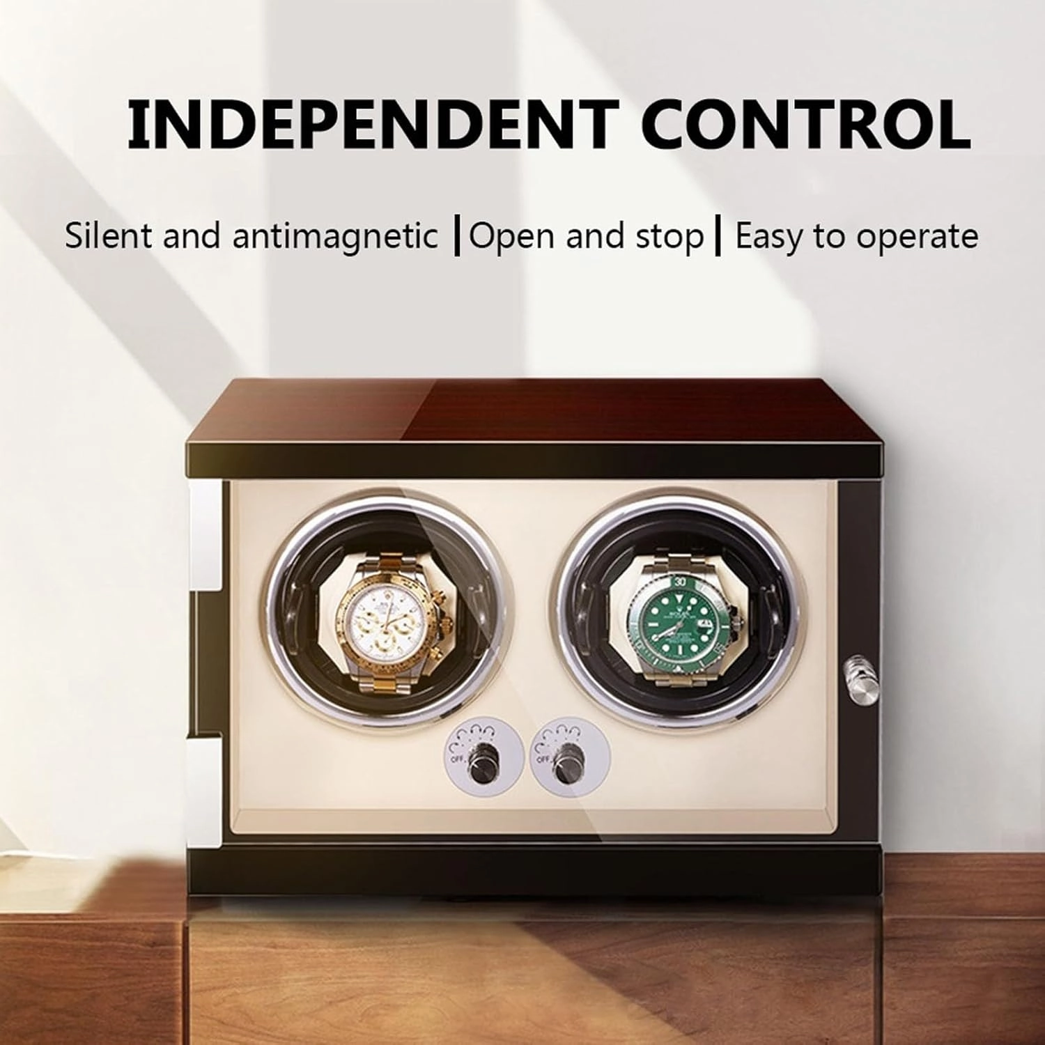 Watch Winder for 4 Watches Watch Rotator Box with Led Lights Quiet Japanese Motor Adjustable Watch Pillows Fit Lady and Man Watches,Carbon Fiber-4 0