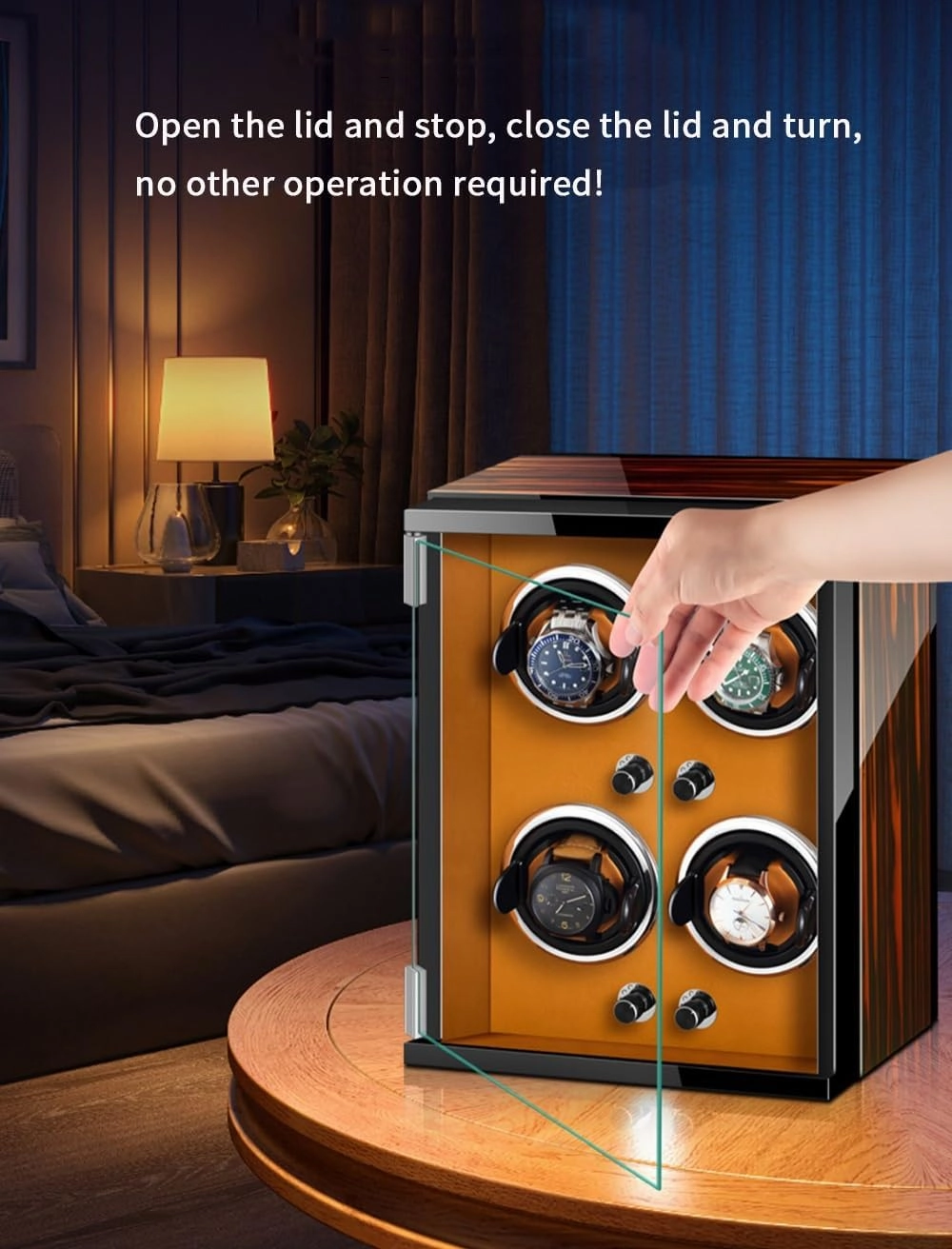 Watch Winders for 9 Automatic Watches with Quiet Motor Wood Shell Display Box Multiple Rotation Modes Winding Case