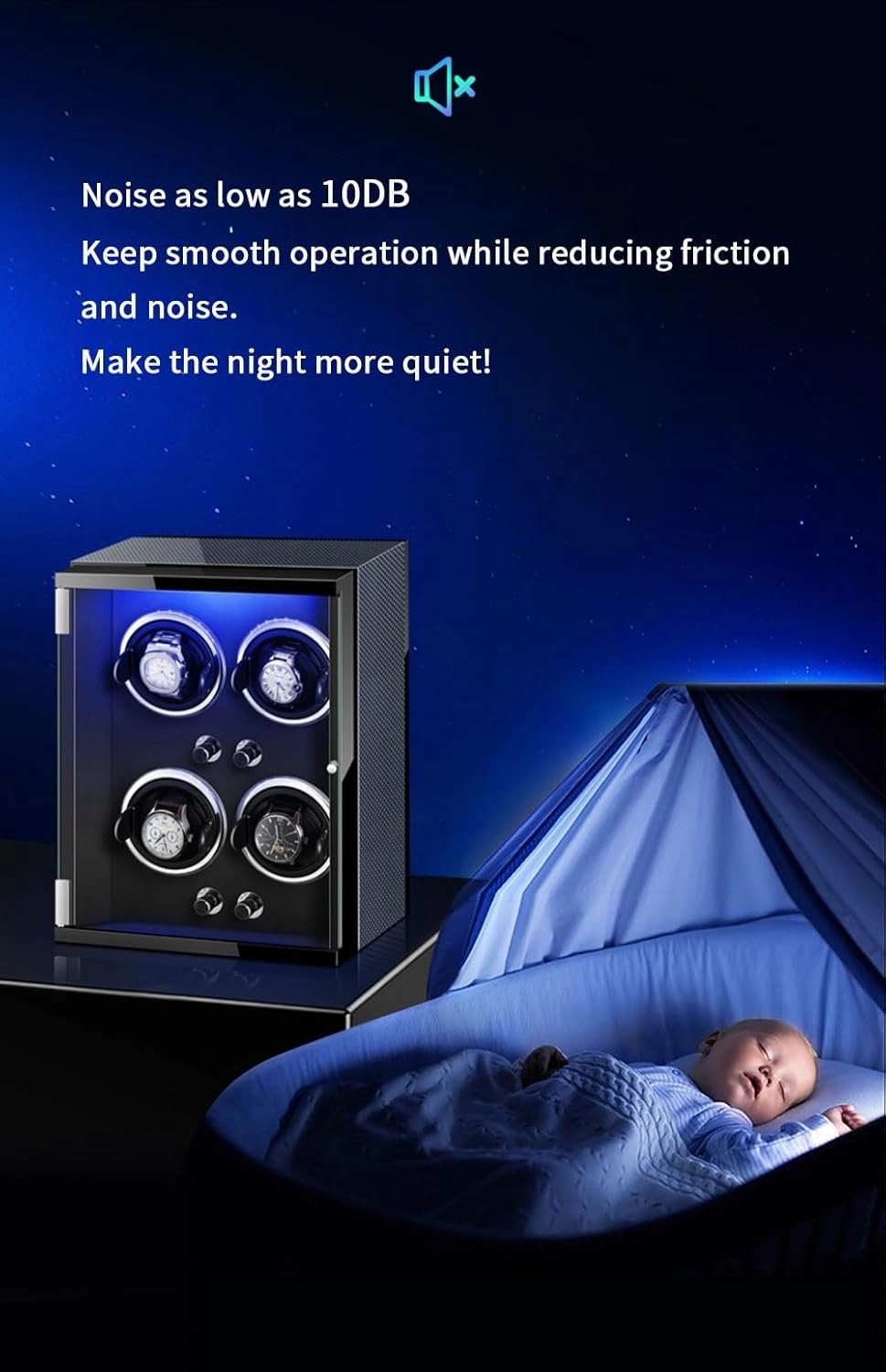 Watch Winders for 9 Automatic Watches with Quiet Motor Wood Shell Display Box Multiple Rotation Modes Winding Case