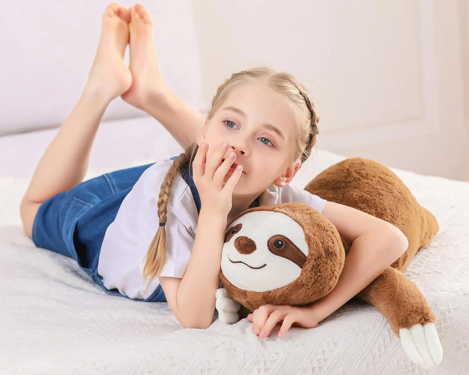 Wepop 5lb Weighted Stuffed Animals, 24in Big Sloth Plush, Cute Soft Plushie Pillows for Adults Boys Girls