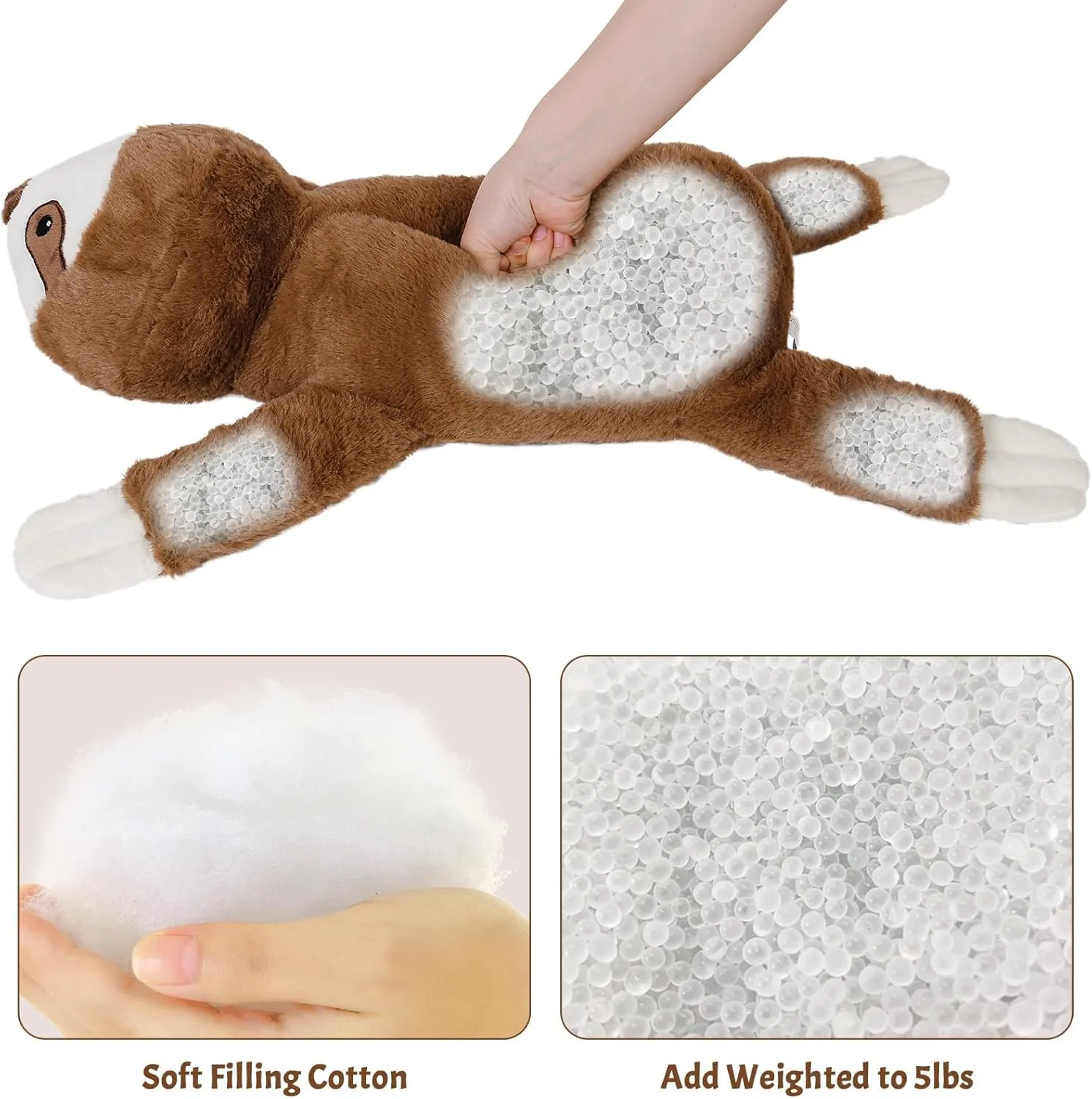 Wepop 5lb Weighted Stuffed Animals, 24in Big Sloth Plush, Cute Soft Plushie Pillows for Adults Boys Girls