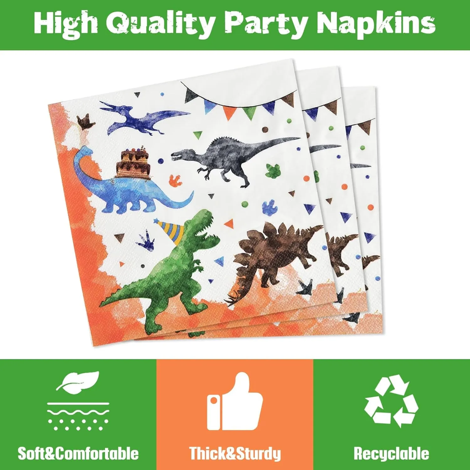 WERNNSAI Dinosaur Party Supplies - 96 PCS Dino Plates Napkins and Forks Set Dinosaur Theme Birthday Decoration Disposable Dinosaur Plates for Boys Birthday Serves 24 Guests