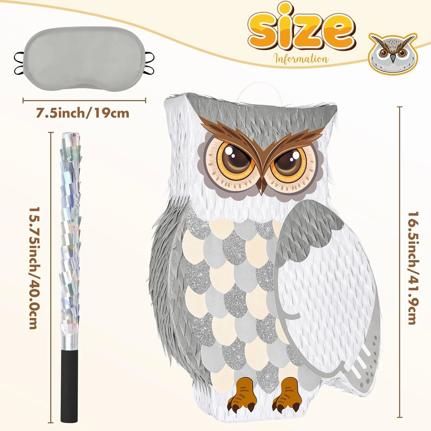 WERNNSAI Owl Piñata - Owl Party Decorations Hanging Wizard Theme Piñata with Blindfold and Bat Woodland Forest Animal Supplies for Kids Boys Jungle Party Favor
