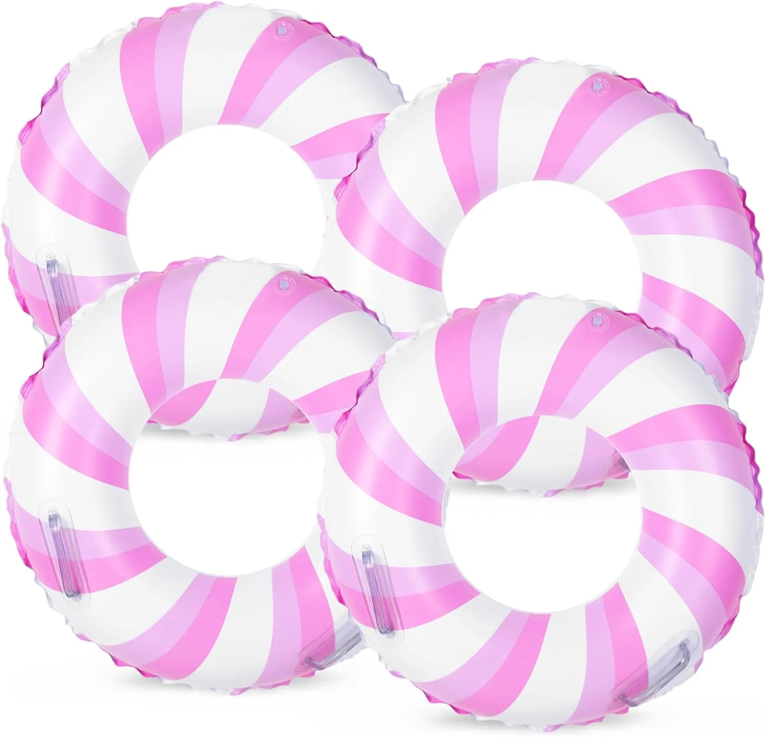 Whaline 4Pcs Inflatable Pool Float Pink Pool Tube with Handles for Kids Boys Girls Summer Swimming Beach Party,22.8 Inch