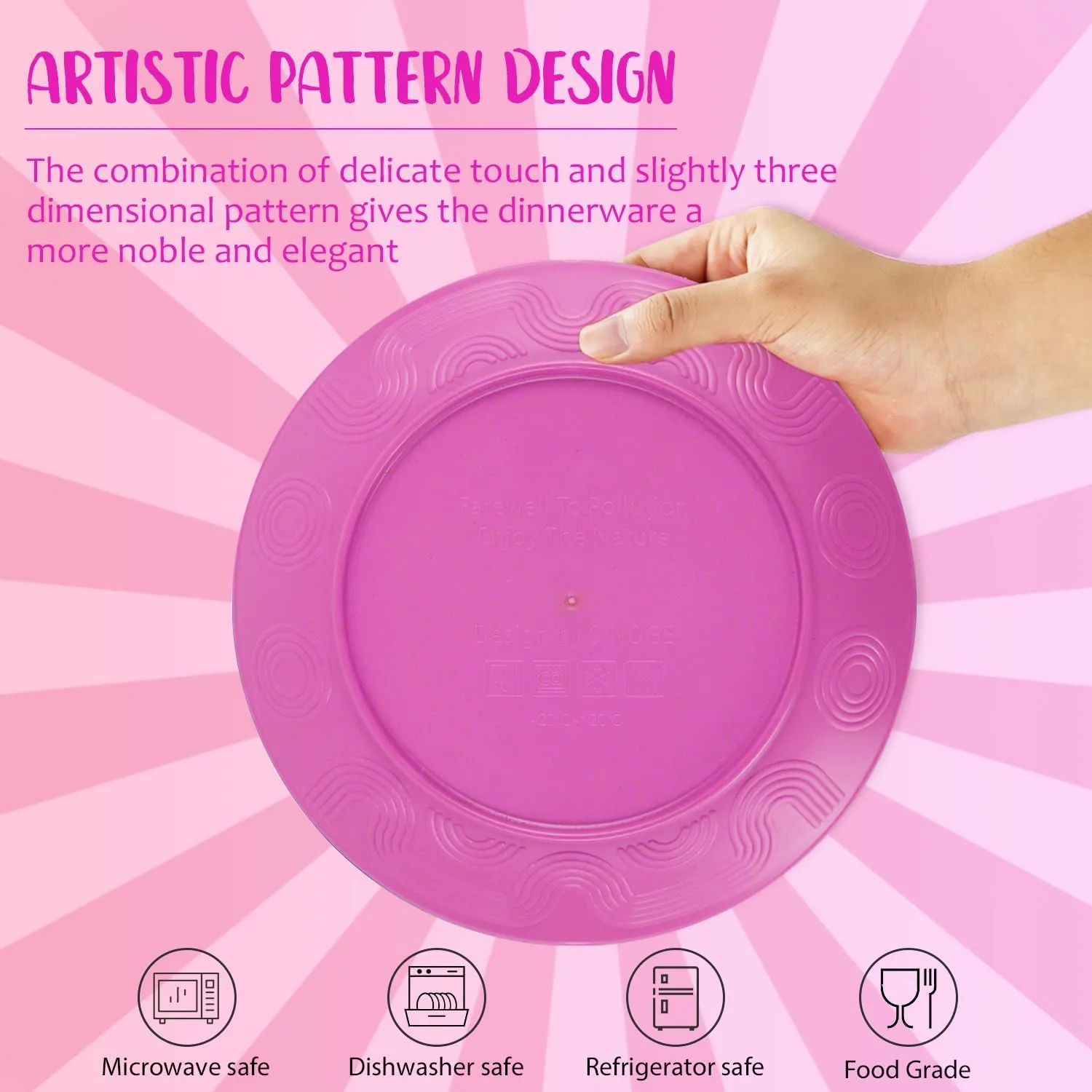 Wheat Straw Dinnerware Sets 40 PCS Bowl and Plate Sets With Cup Dishes Set for 8 Unbreakable Dish Sets Microwave Safe Plates Dinner Bowls Drinking Glasses With 4 Color - Flower Color