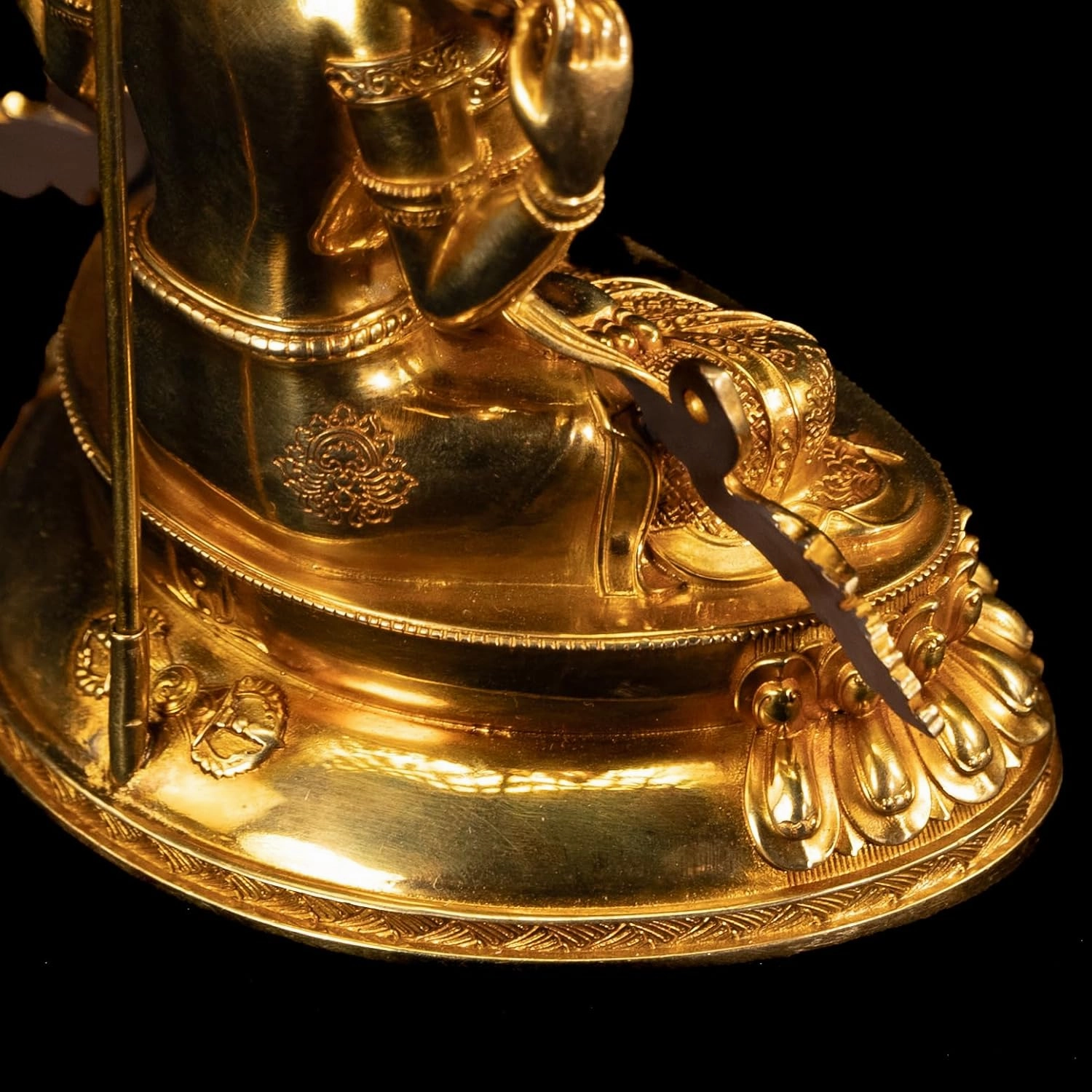 Whimsical Decor Gold Brass Mini Buddha Statue for Office and Home -Handcrafted Indoor Tabletop and Car Decoration, Meditation Bodhisattva Sitting Quanyin, 5.9" (Avalokiteshvara)