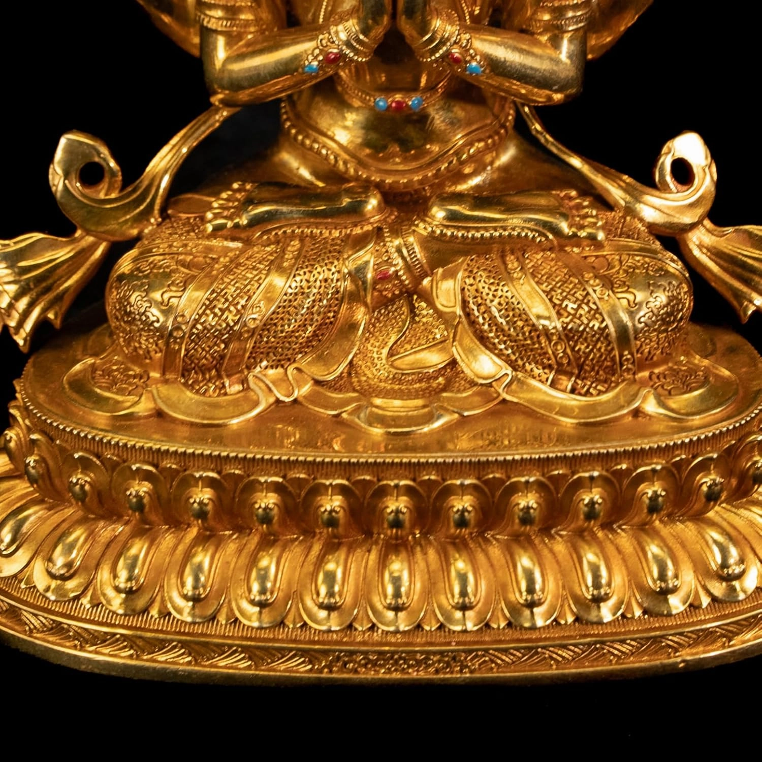 Whimsical Decor Gold Brass Mini Buddha Statue for Office and Home -Handcrafted Indoor Tabletop and Car Decoration, Meditation Bodhisattva Sitting Quanyin, 5.9" (Avalokiteshvara)