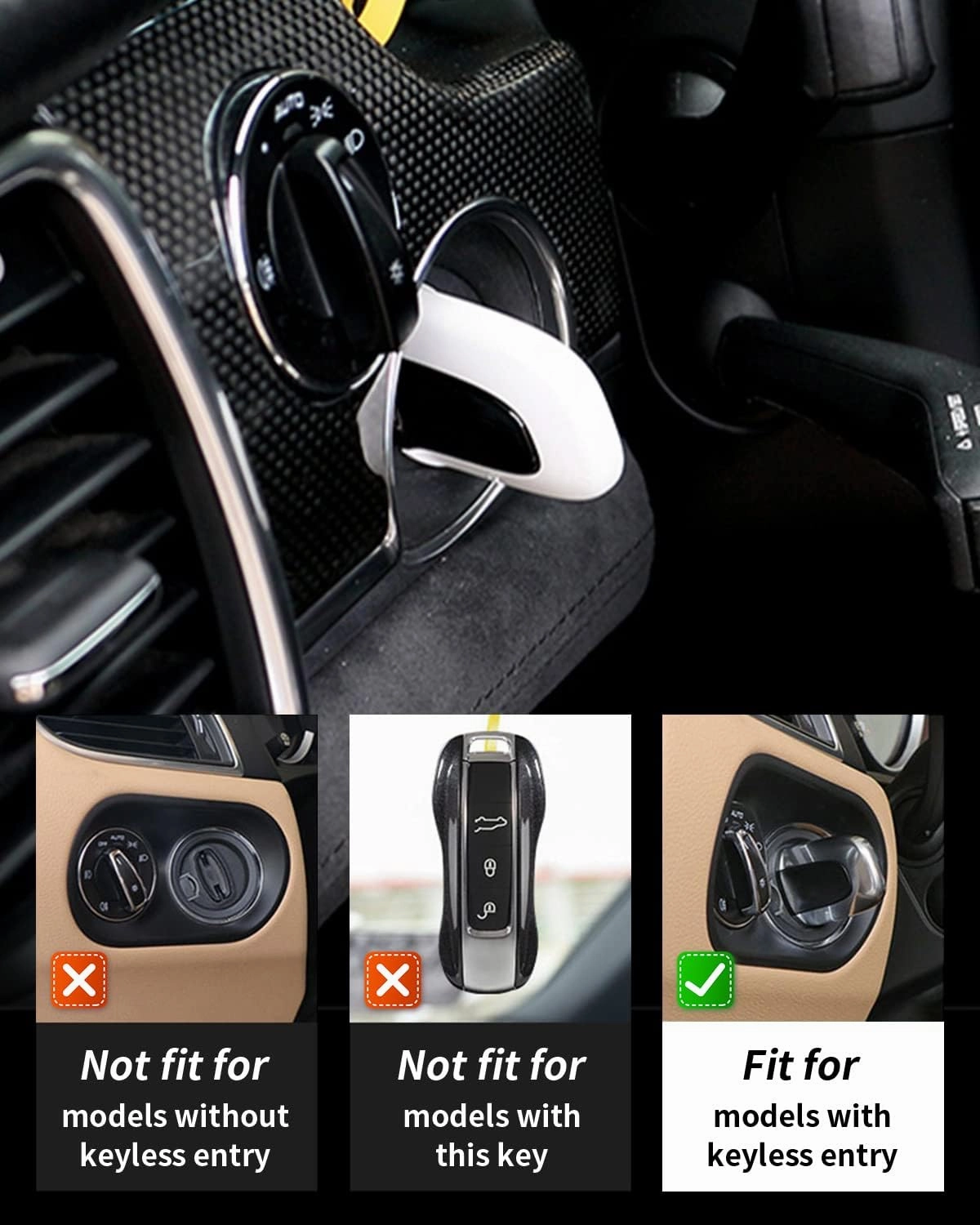 White Entry and Drive Comptatible with Porsche Cayenne Panamera Macan 911, Keyless Enter Cover Comptatible with Porsche 718