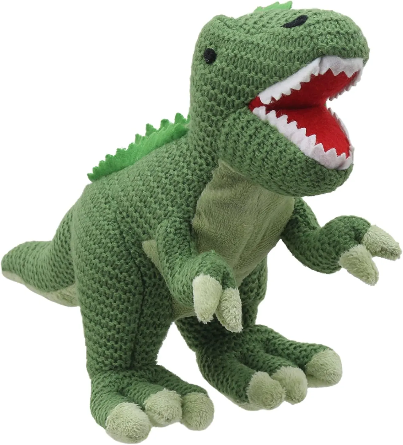 Wilberry - Small Green Knitted T-Rex Dinosaur Soft Toy Suitable from Birth for All Occasions