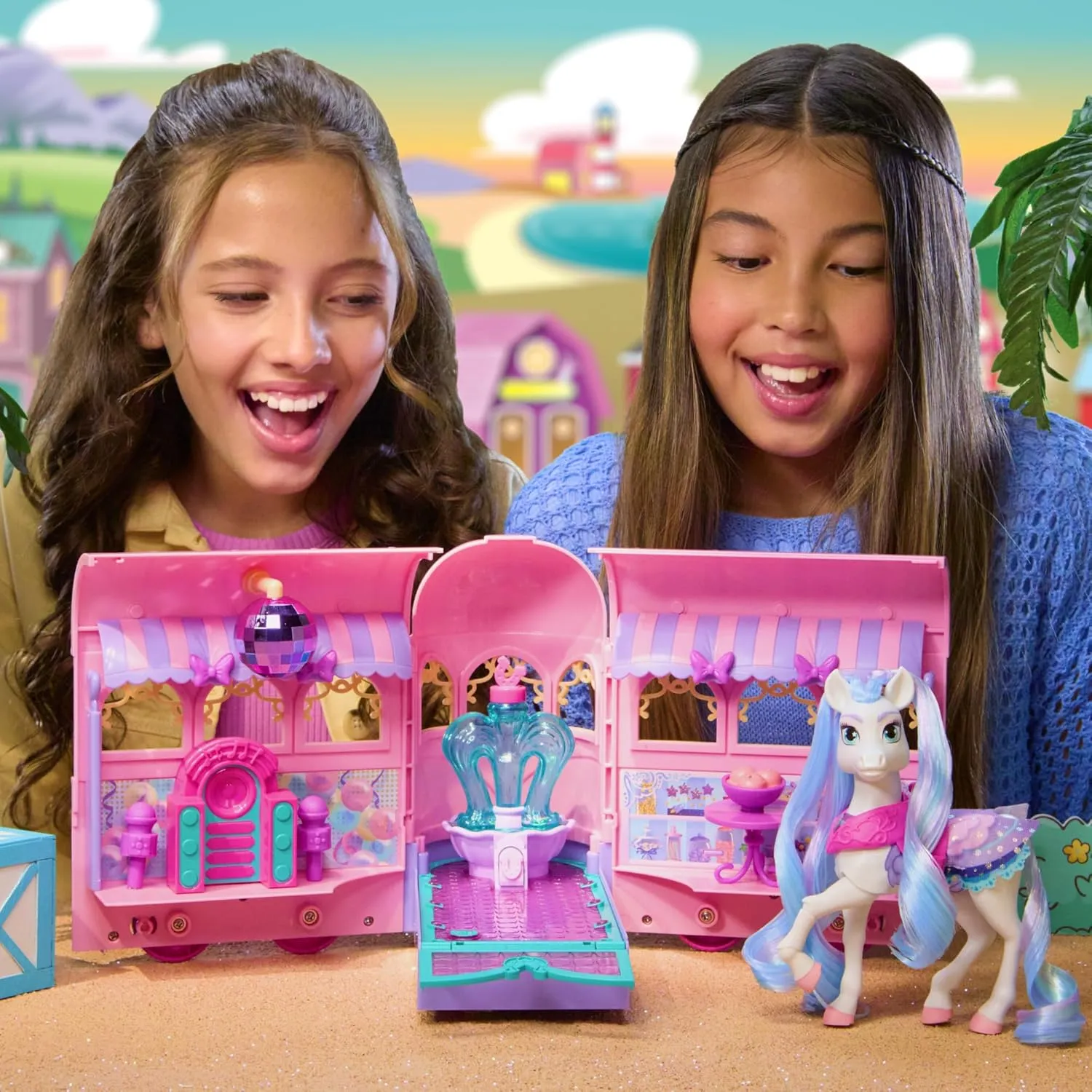 Wild Manes Horse Toys Perla's Clubhouse Trailer Playset with Perla Horse Doll Figure, with Over 25 Interactive Features