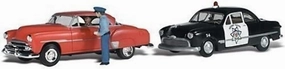Willie's Warnin 1950's Chevy & Ford Police Car w/Drivers N Scale Woodland