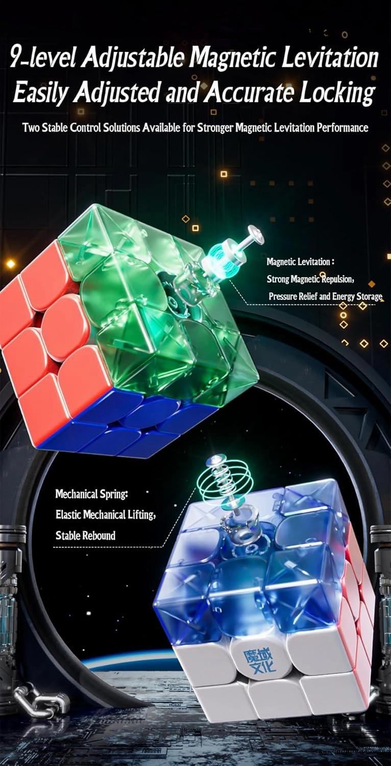 Willking MoYu WeiLong WRM V9 UV Coated Magnetic Speed Cube 3x3 Ball Core UV Flagship 2023 Speed Cube(Maglev Ball-core UV Coated Version)