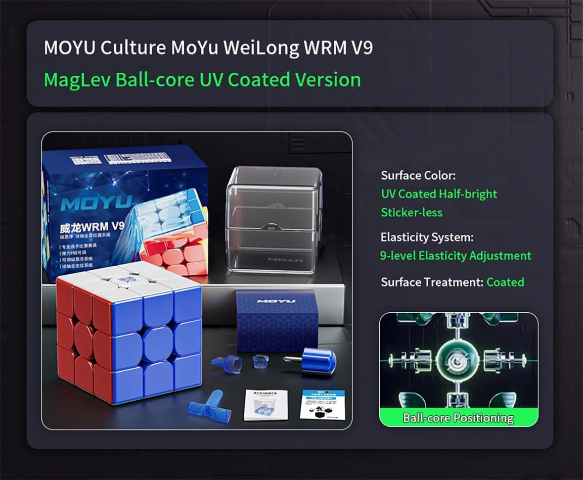 Willking MoYu WeiLong WRM V9 UV Coated Magnetic Speed Cube 3x3 Ball Core UV Flagship 2023 Speed Cube(Maglev Ball-core UV Coated Version)