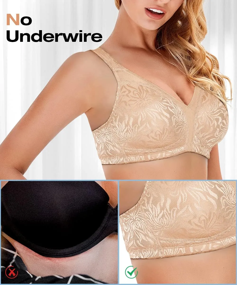 Wingslove Women's Wireless Minimizer Bra Plus Size Non-Padded Soft Full Figure Bra